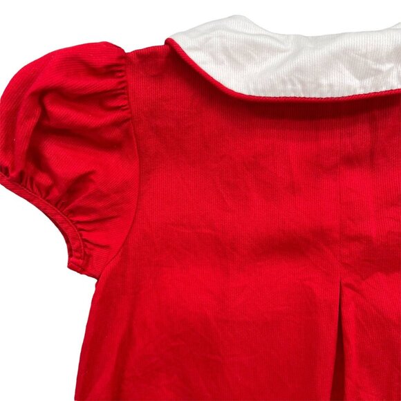 Pixie Lily Corduroy Dress Girls Red Dog Embroidered Button Up Puff Sleeve Size 4 - Picture 8 of 9